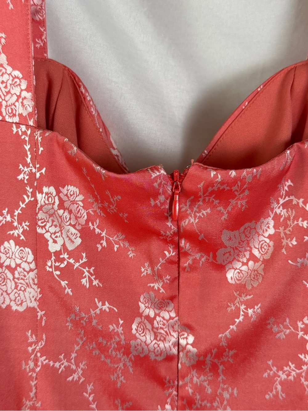 Vintage Jill Stuart Studio Coral Pink Floral Cowl Neck Ruched Bodycon Dress (4) - Picture 4 of 7